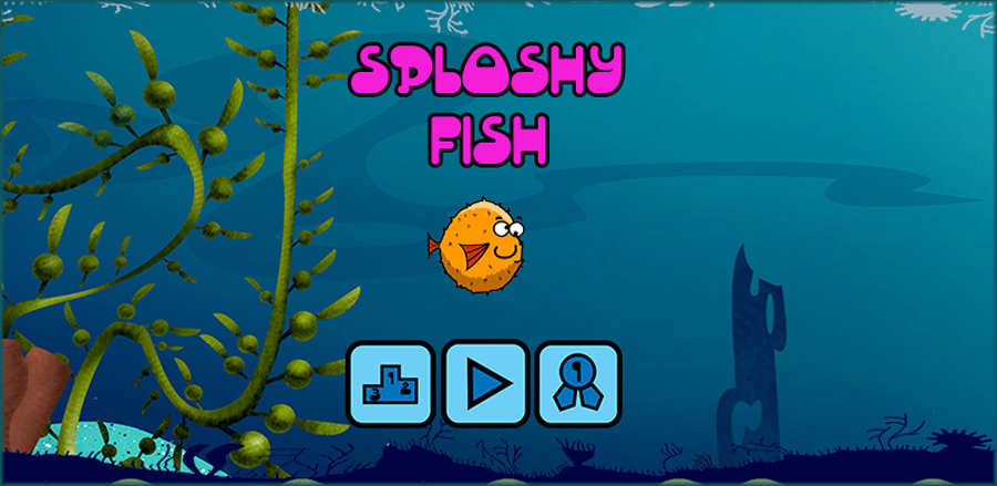 Sploshy title screen, Flappy bird, splashy fish style
